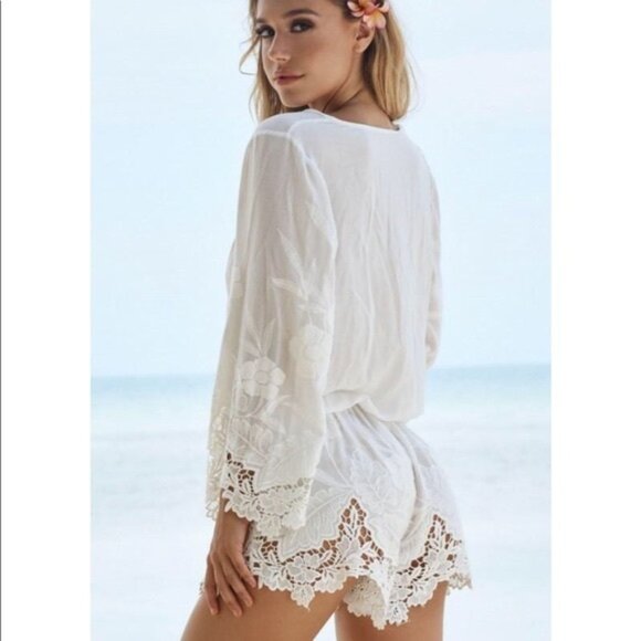 Beach Bunny X Revolve  Lover Letter Crochet Lace Romper - Picture 2 of 13
